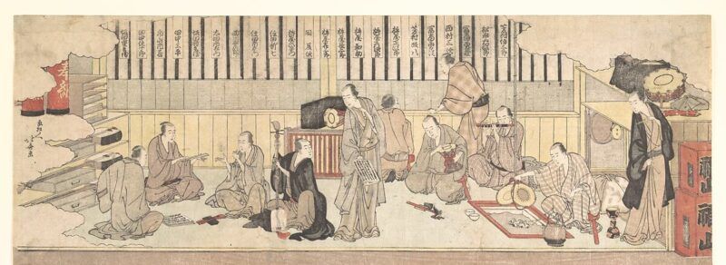 dressing-room-for-musicians-at-a-theater-katsushika-hokusai-edo-period-1615-1868