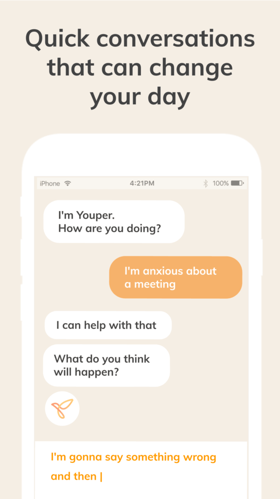 Youper mental health app conversations