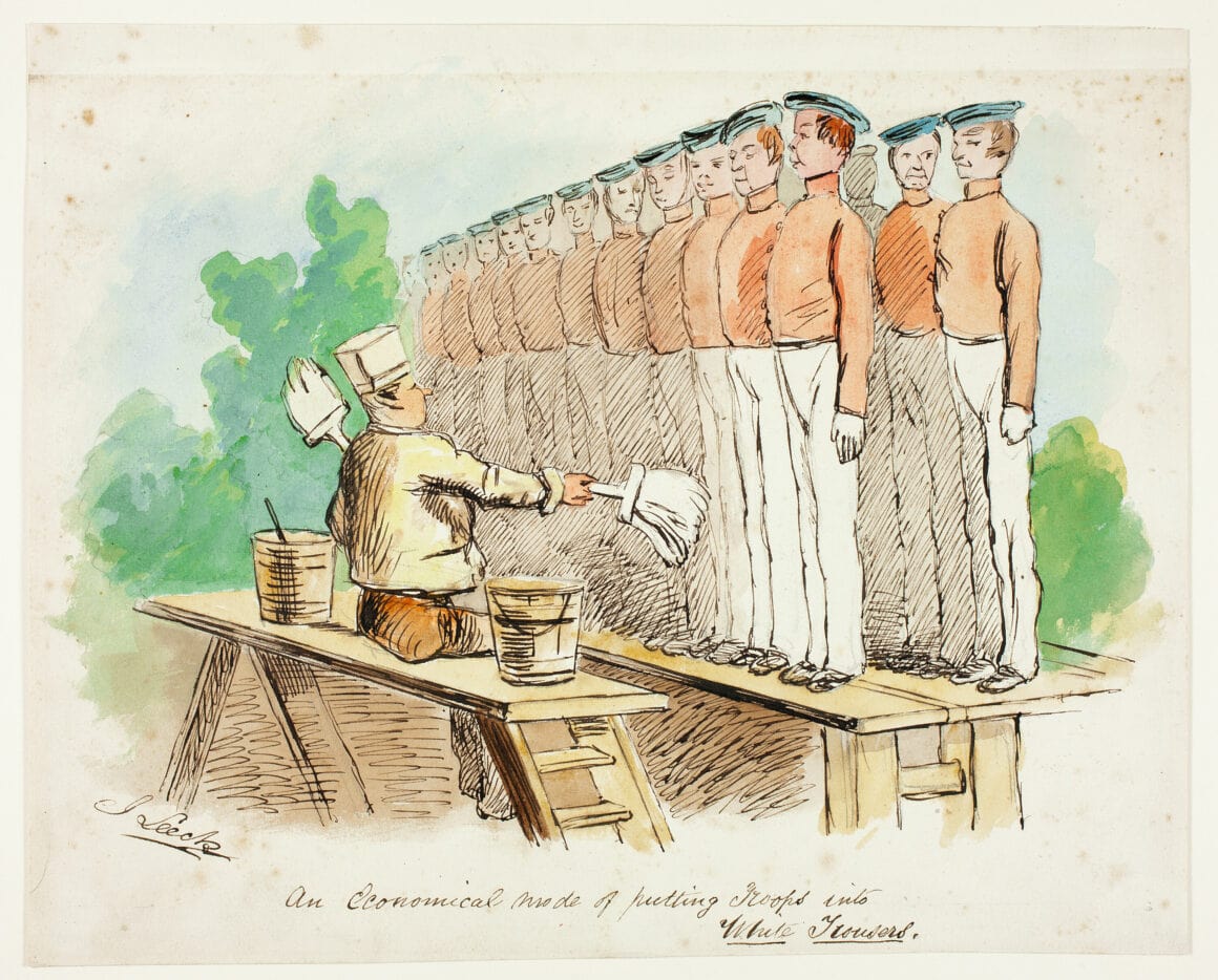 An Economical Mode of Putting Troops into White trousers - John Leech - AIC