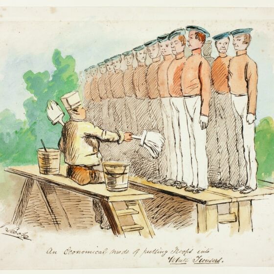 An Economical Mode of Putting Troops into White trousers - John Leech - AIC