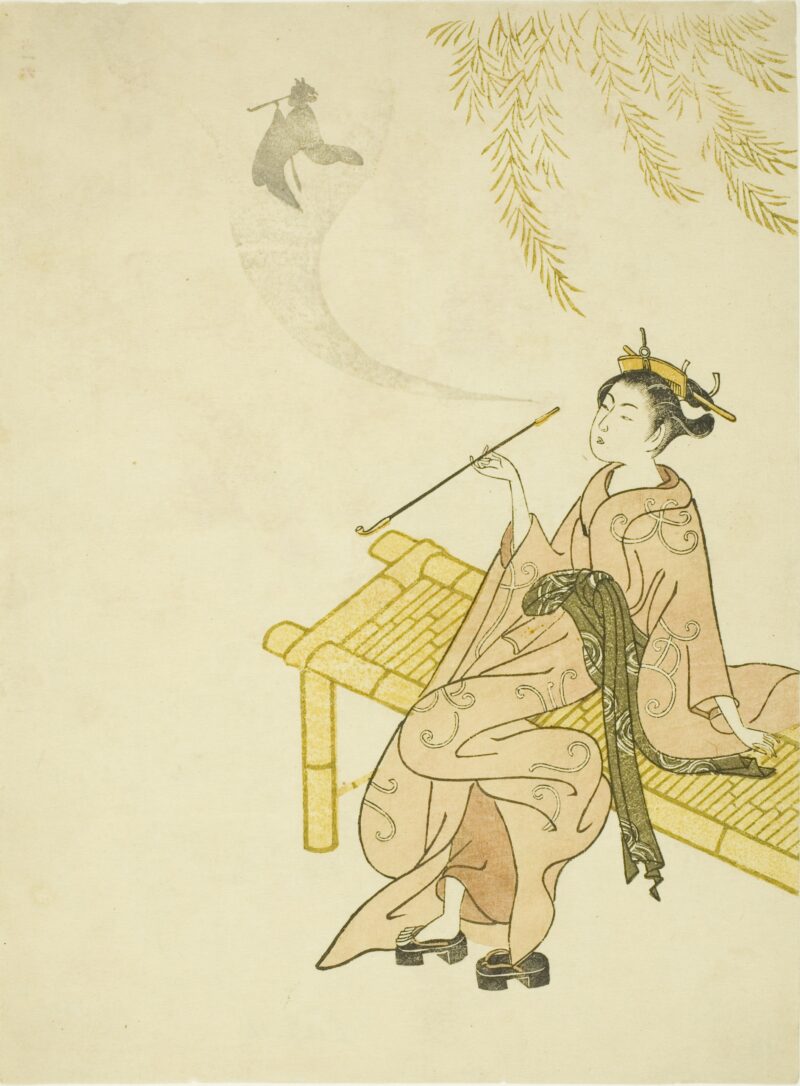 Smoking-on-a-Bench-1765-Suzuki-Harunobu